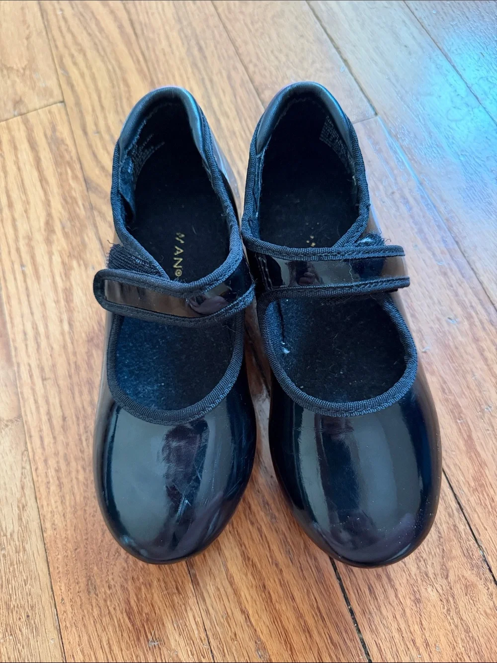 Girls' Black Patent Mary Jane Tap Shoes no tie
